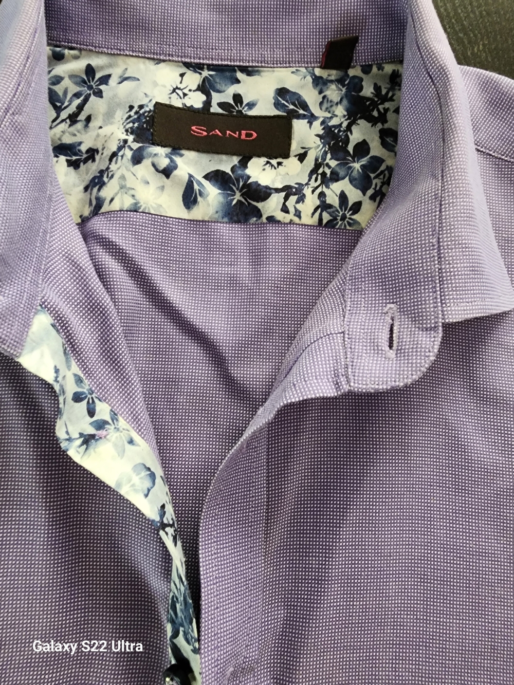 AND Men's Light Purple Textured Dress Shirt with Floral Trim